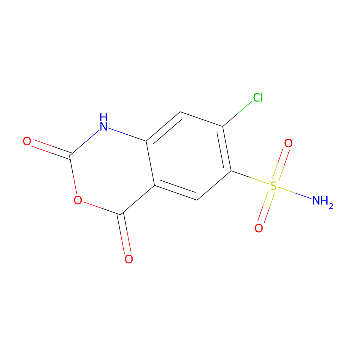 7-Chloro-1,4-dihydro-2,4-dioxo-2H-3,1-benzoxazine-6-sulfonamide molecular structure, CAS 23380-53-2