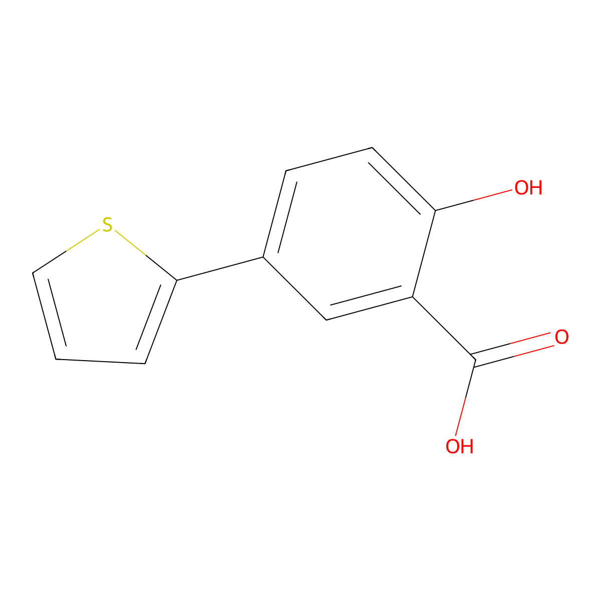 2-Hydroxy-5-(2-thienyl)benzoic acid molecular structure, CAS 23380-74-7