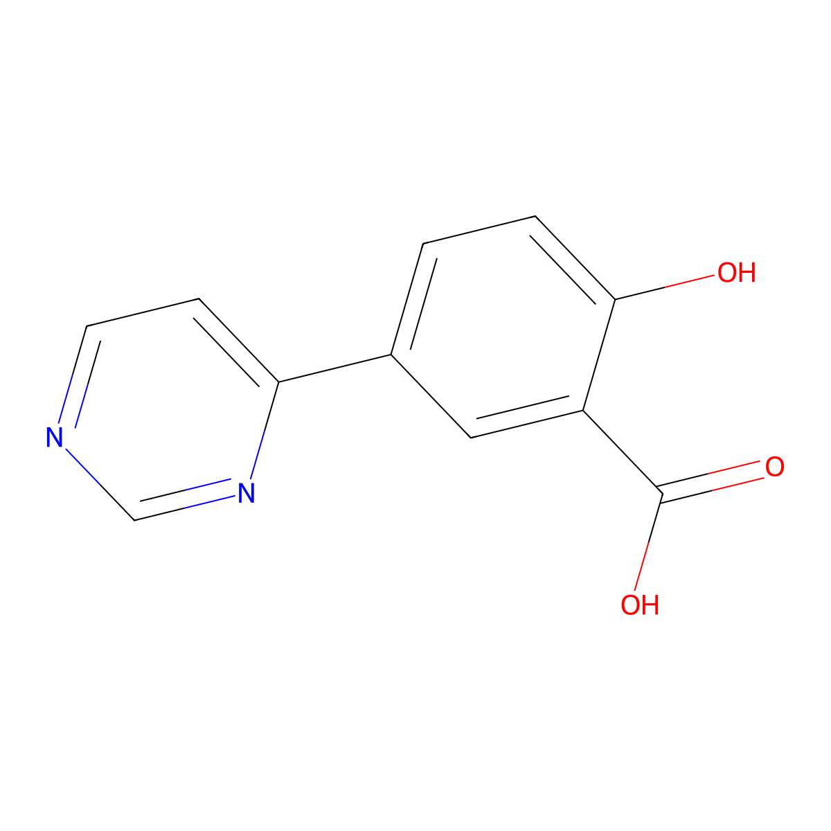 2-Hydroxy-5-pyrimidin-4-ylbenzoic acid molecular structure, CAS 23380-77-0