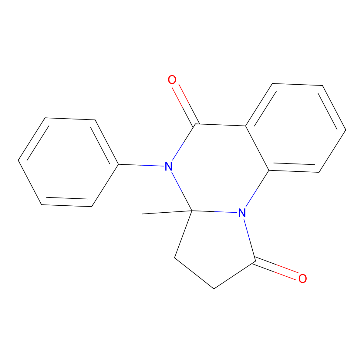 3a-Methyl-4-phenyl-2,3,3a,4-tetrahydropyrrolo[1,2-a]quinazoline-1,5-dione molecular structure, CAS 23380-93-0