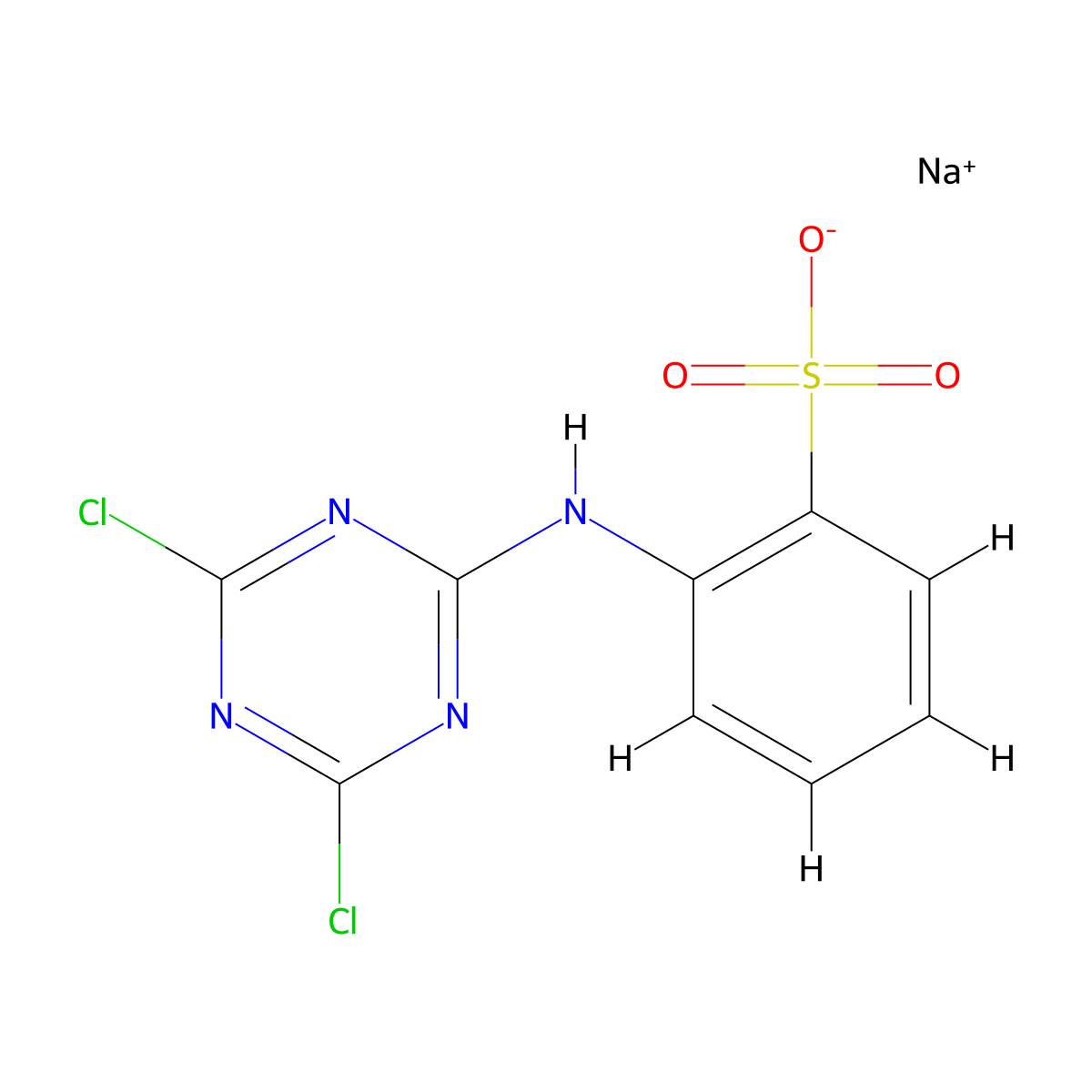 Sodium 2-((4,6-dichloro-1,3,5-triazin-2-yl)amino)benzenesulfonate molecular structure, CAS 23383-84-8