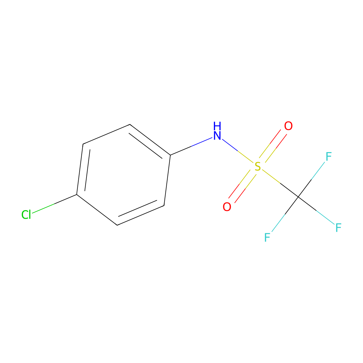 Methanesulfonamide, N-(4-chlorophenyl)-1,1,1-trifluoro- molecular structure, CAS 23384-04-5