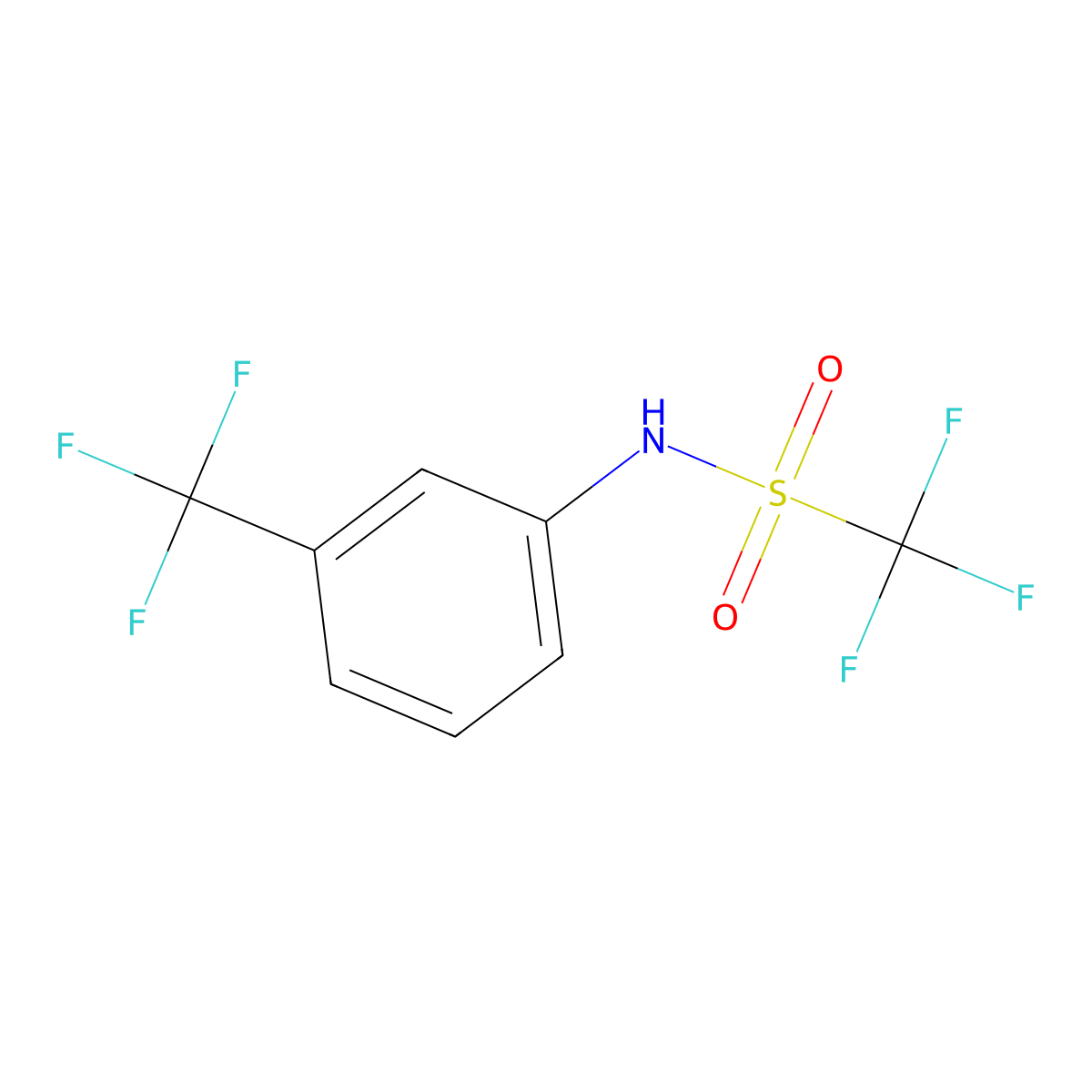 Methanesulfonamide, 1,1,1-trifluoro-N-(3-(trifluoromethyl)phenyl)- molecular structure, CAS 23384-11-4