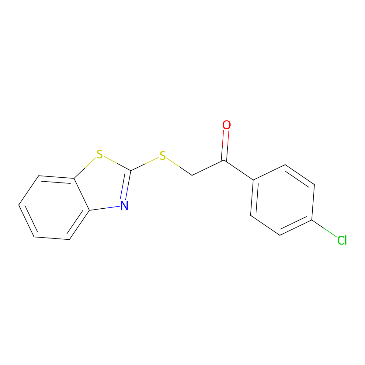 2-(1,3-Benzothiazol-2-ylthio)-1-(4-chlorophenyl)ethanone molecular structure, CAS 23384-66-9