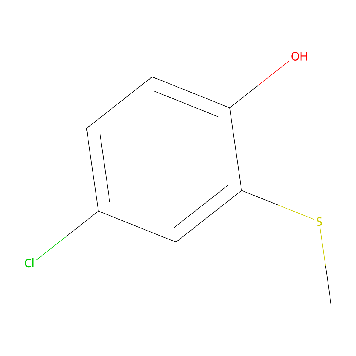 4-Chloro-2-(methylthio)phenol molecular structure, CAS 23385-53-7