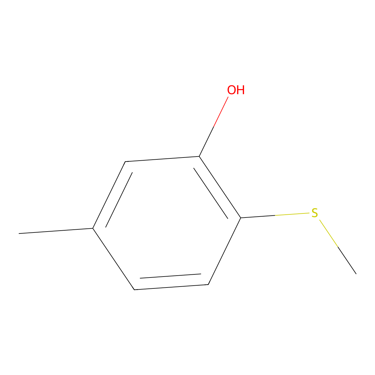 m-Cresol, 6-(methylthio)- molecular structure, CAS 23385-54-8