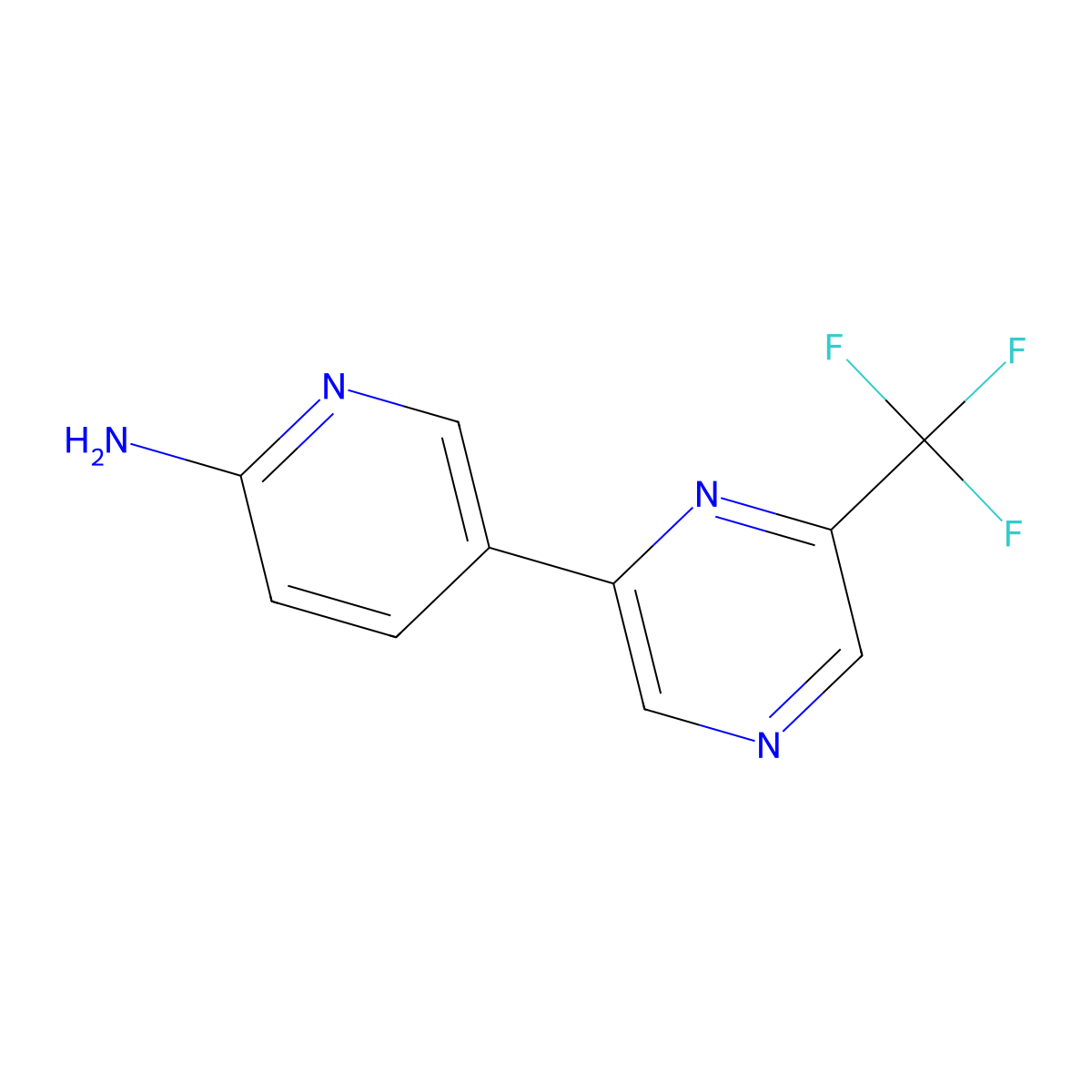 5-[6-(Trifluoromethyl)-2-pyrazinyl]-2-pyridinamine molecular structure, CAS 2338817-45-9