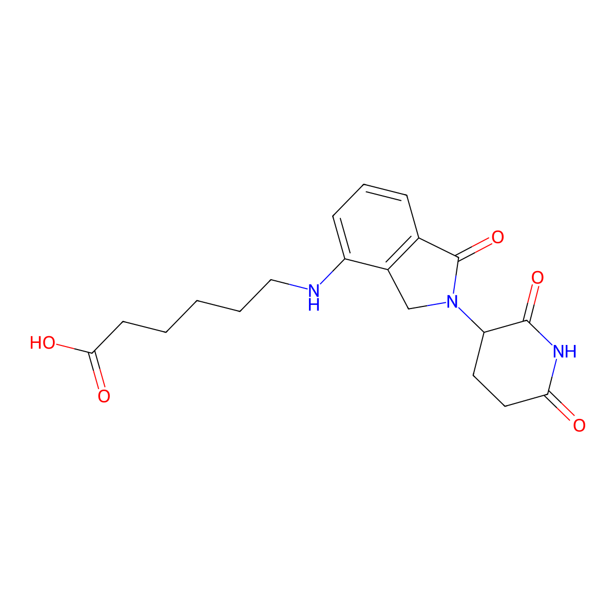 6-{[2-(2,6-dioxopiperidin-3-yl)-1-oxo-2,3-dihydro-1H-isoindol-4-yl]amino}hexanoic acid molecular structure, CAS 2338824-30-7