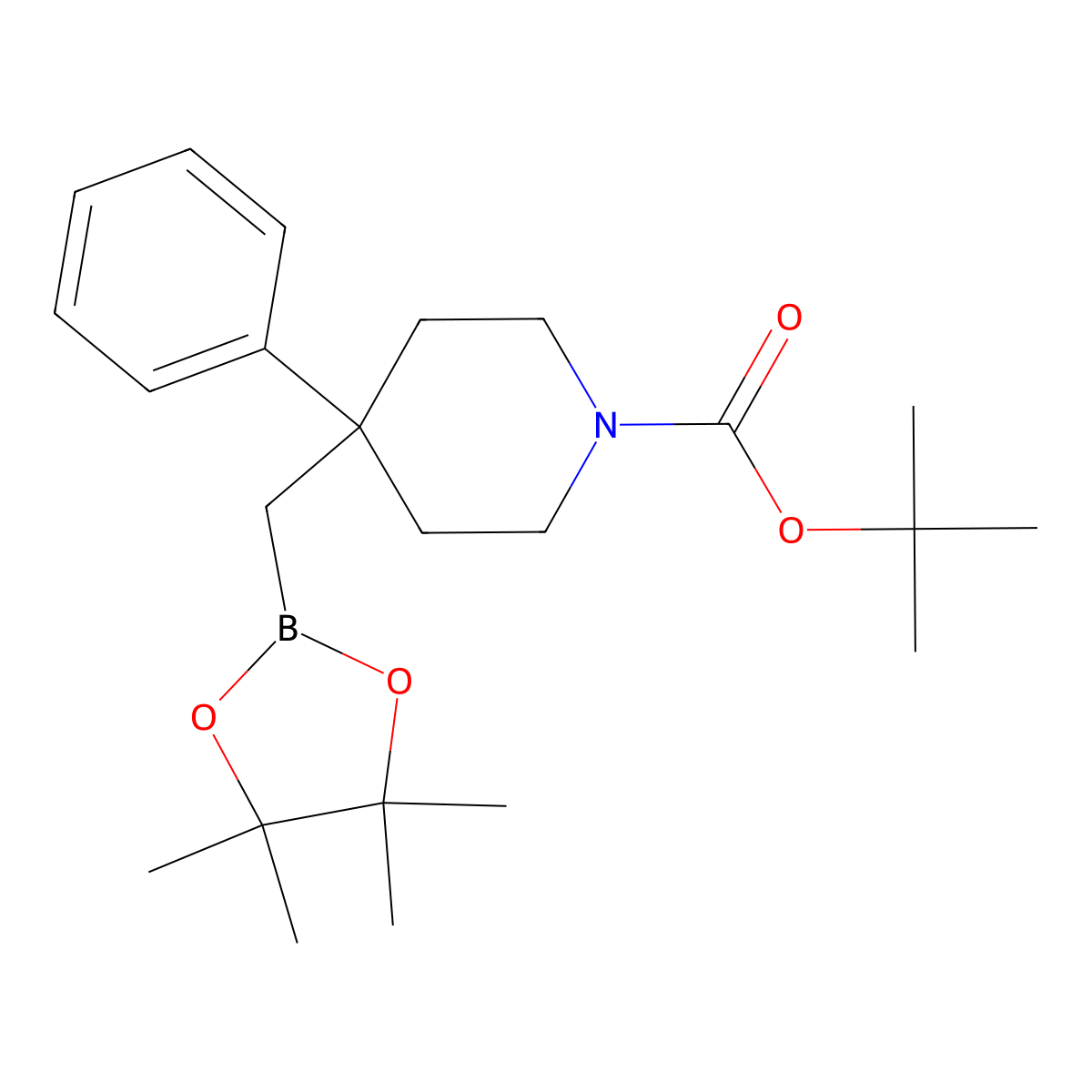 Tert-butyl 4-phenyl-4-[(4,4,5,5-tetramethyl-1,3,2-dioxaborolan-2-yl)methyl]piperidine-1-carboxylate molecular structure, CAS 2338846-35-6