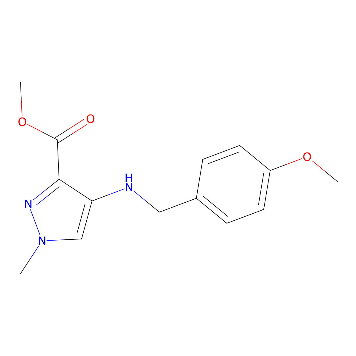4-[[(4-Methoxyphenyl)methyl]amino]-1-methyl-1H-pyrazole-3-carboxylic acid methyl ester molecular structure, CAS 2338863-41-3