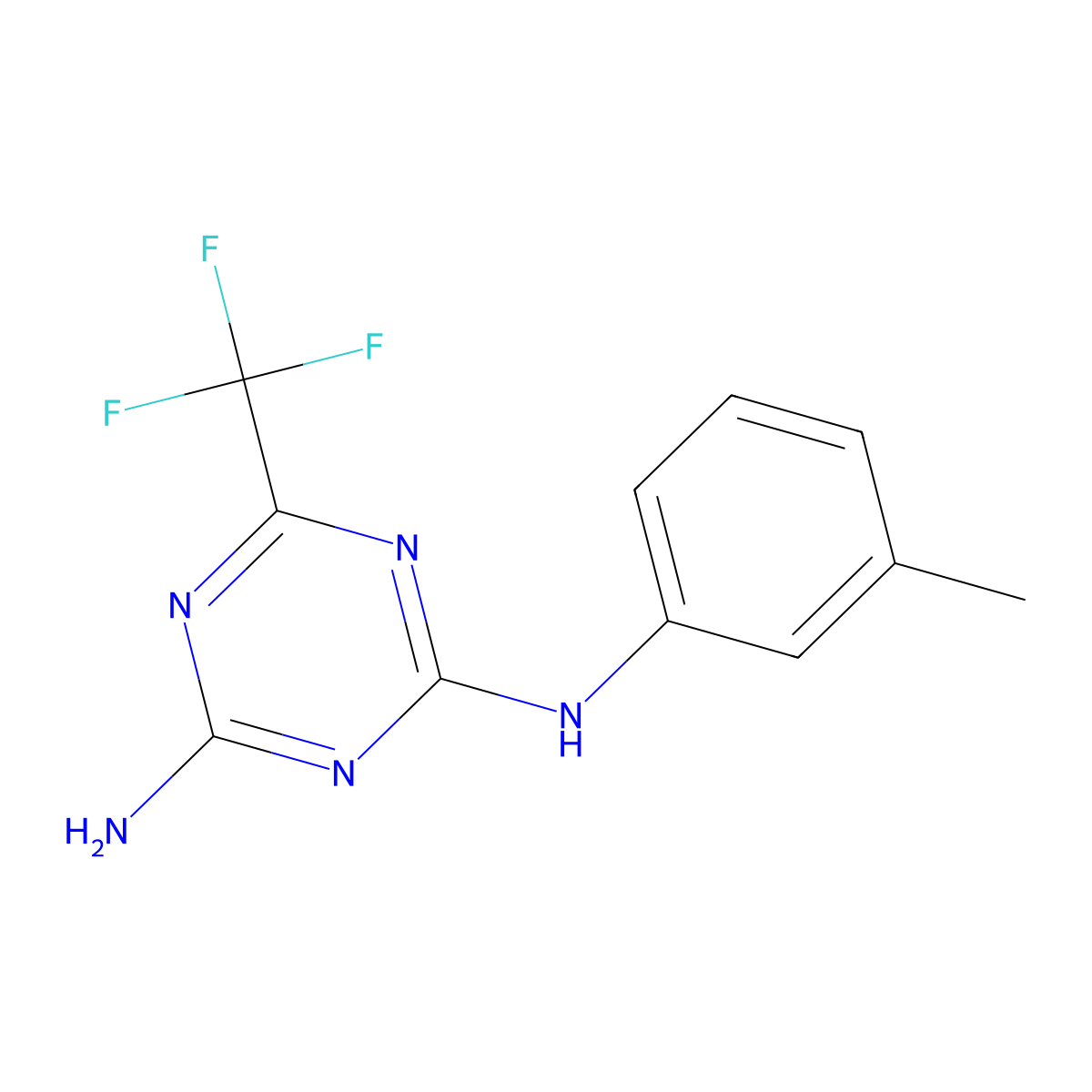 N-m-tolyl-6-trifluoromethyl-[1,3,5]triazine-2,4-diamine molecular structure, CAS 2339-16-4