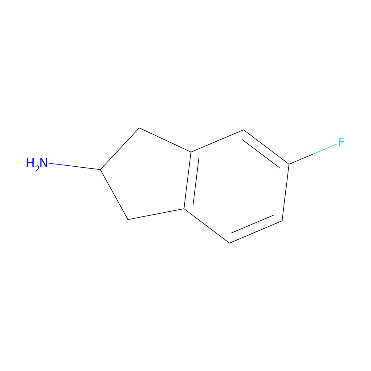 5-Fluoro-2,3-dihydro-1H-inden-2-amine molecular structure, CAS 2340-06-9