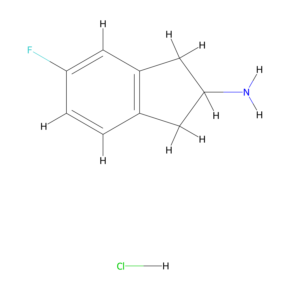 5-Fluoroindan-2-ylamine hydrochloride molecular structure, CAS 2340-07-0