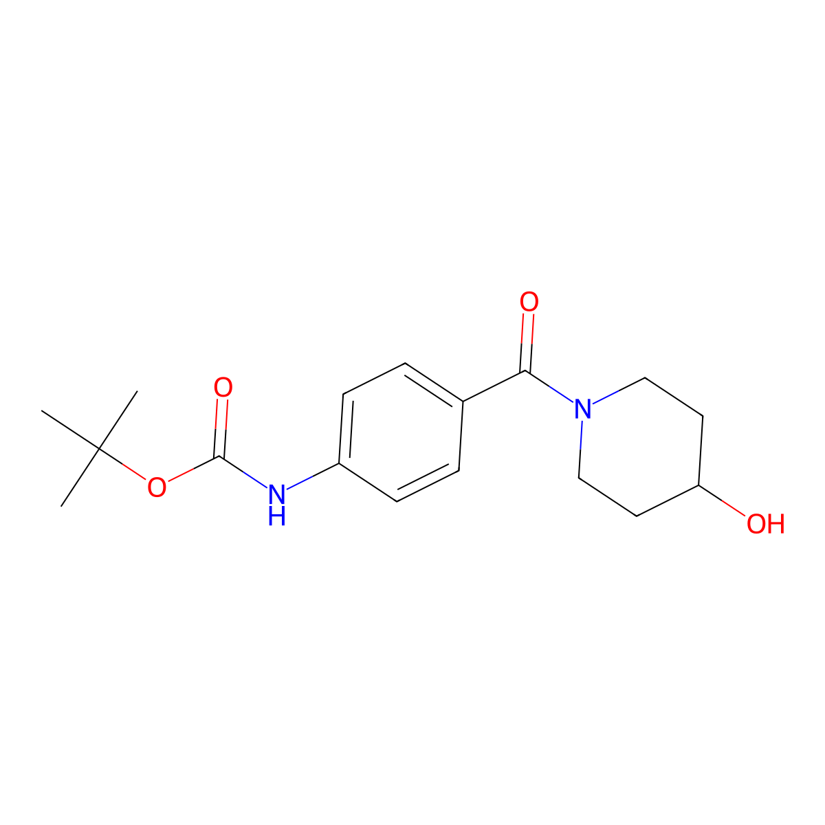 tert-butyl N-[4-(4-hydroxypiperidine-1-carbonyl)phenyl]carbamate molecular structure, CAS 2340066-62-6