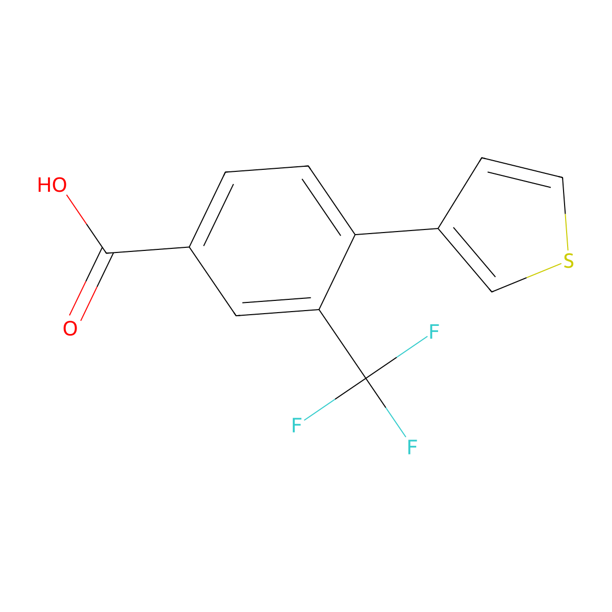 4-(Thiophen-3-yl)-3-(trifluoromethyl)benzoic acid molecular structure, CAS 2340293-28-7