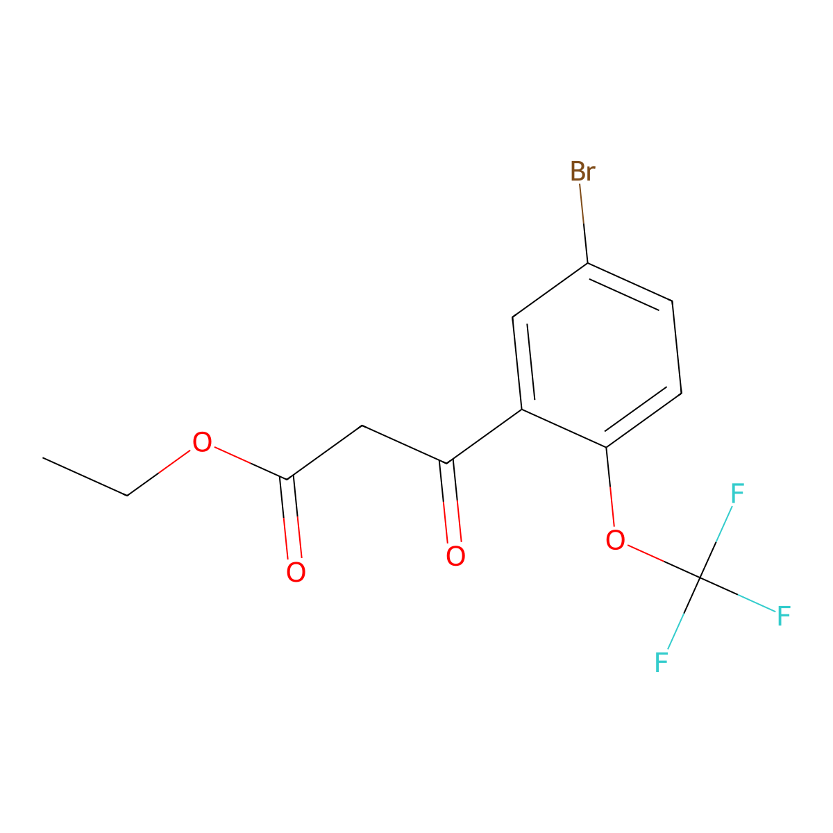 Ethyl 3-(5-bromo-2-(trifluoromethoxy)phenyl)-3-oxopropanoate molecular structure, CAS 2340293-32-3