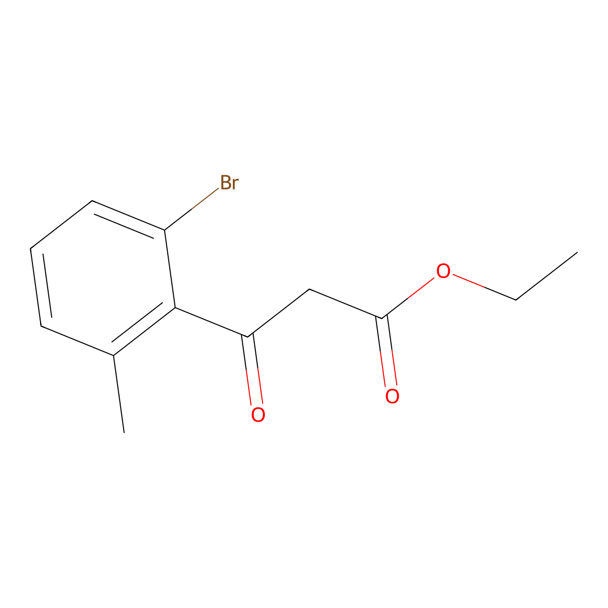 Ethyl 3-(2-bromo-6-methylphenyl)-3-oxopropanoate molecular structure, CAS 2340293-52-7