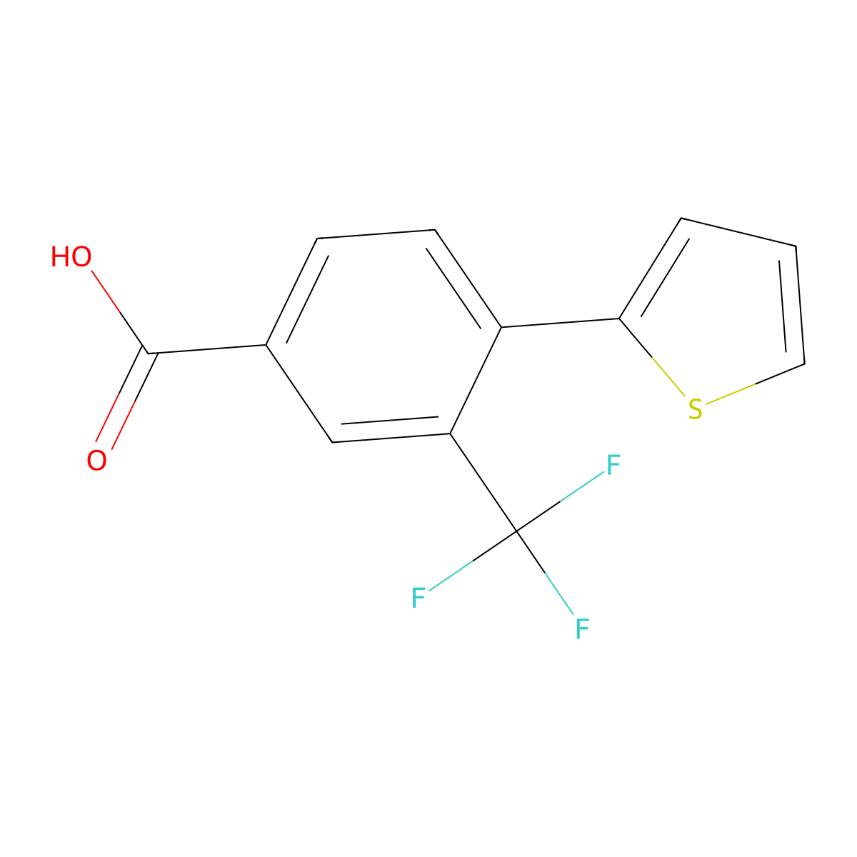 4-(Thiophen-2-yl)-3-(trifluoromethyl)benzoic acid molecular structure, CAS 2340293-78-7