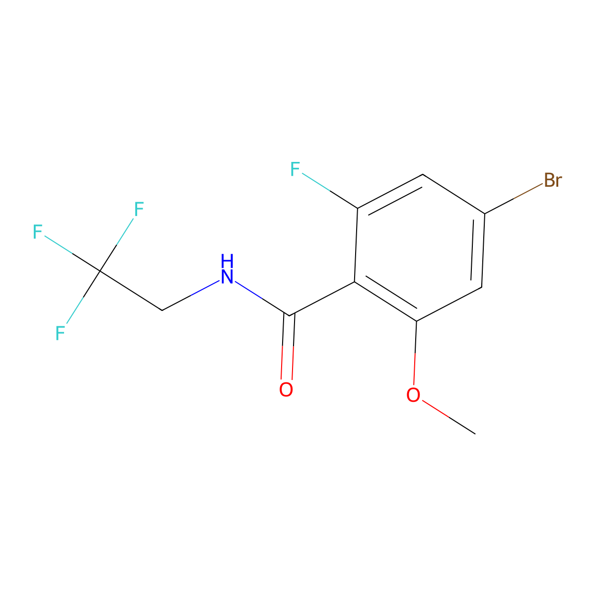 4-bromo-2-fluoro-6-methoxy-N-(2,2,2-trifluoroethyl)benzamide molecular structure, CAS 2340393-01-1