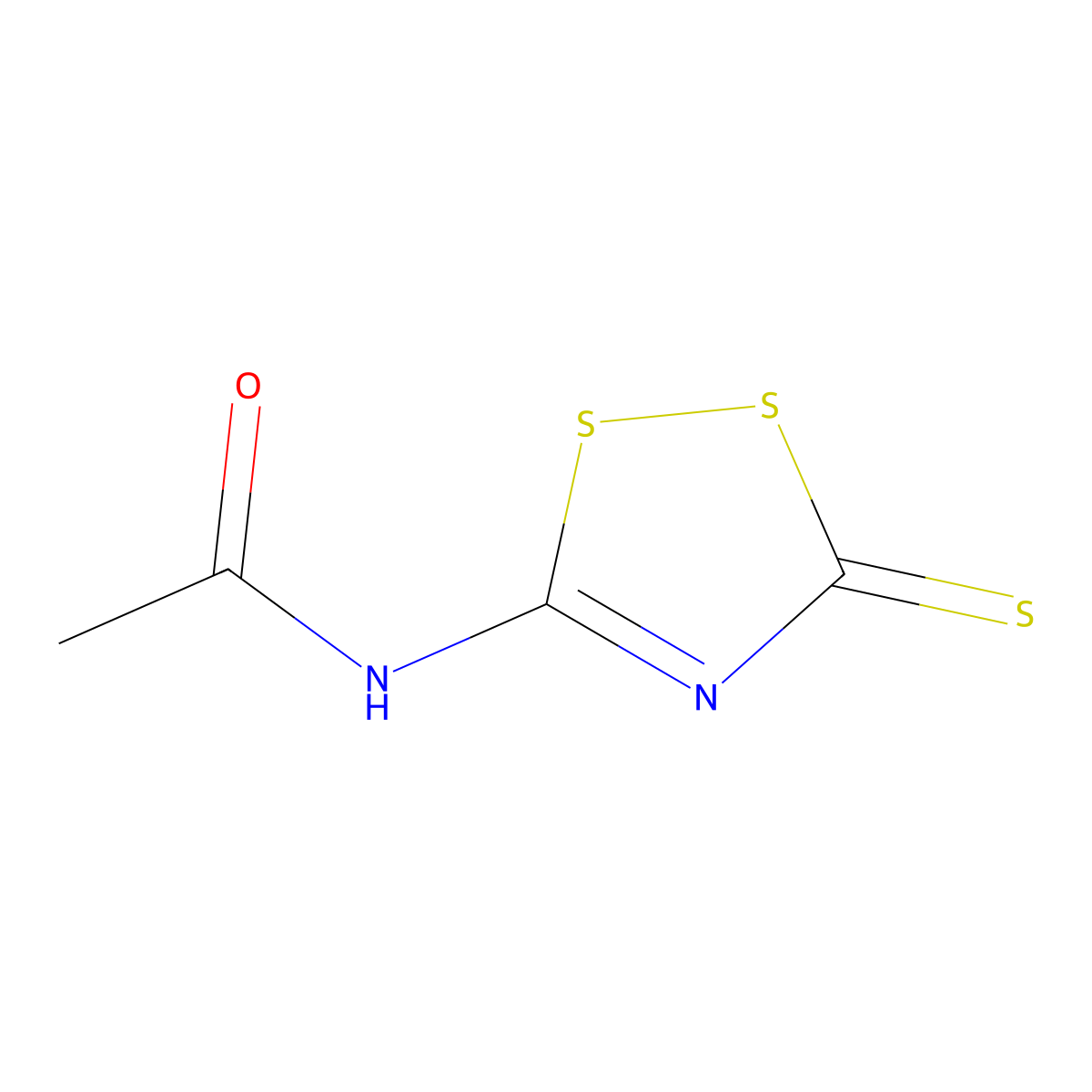 N-(5-sulfanyl-3H-1,2,4-dithiazol-3-ylidene)acetamide molecular structure, CAS 23405-40-5