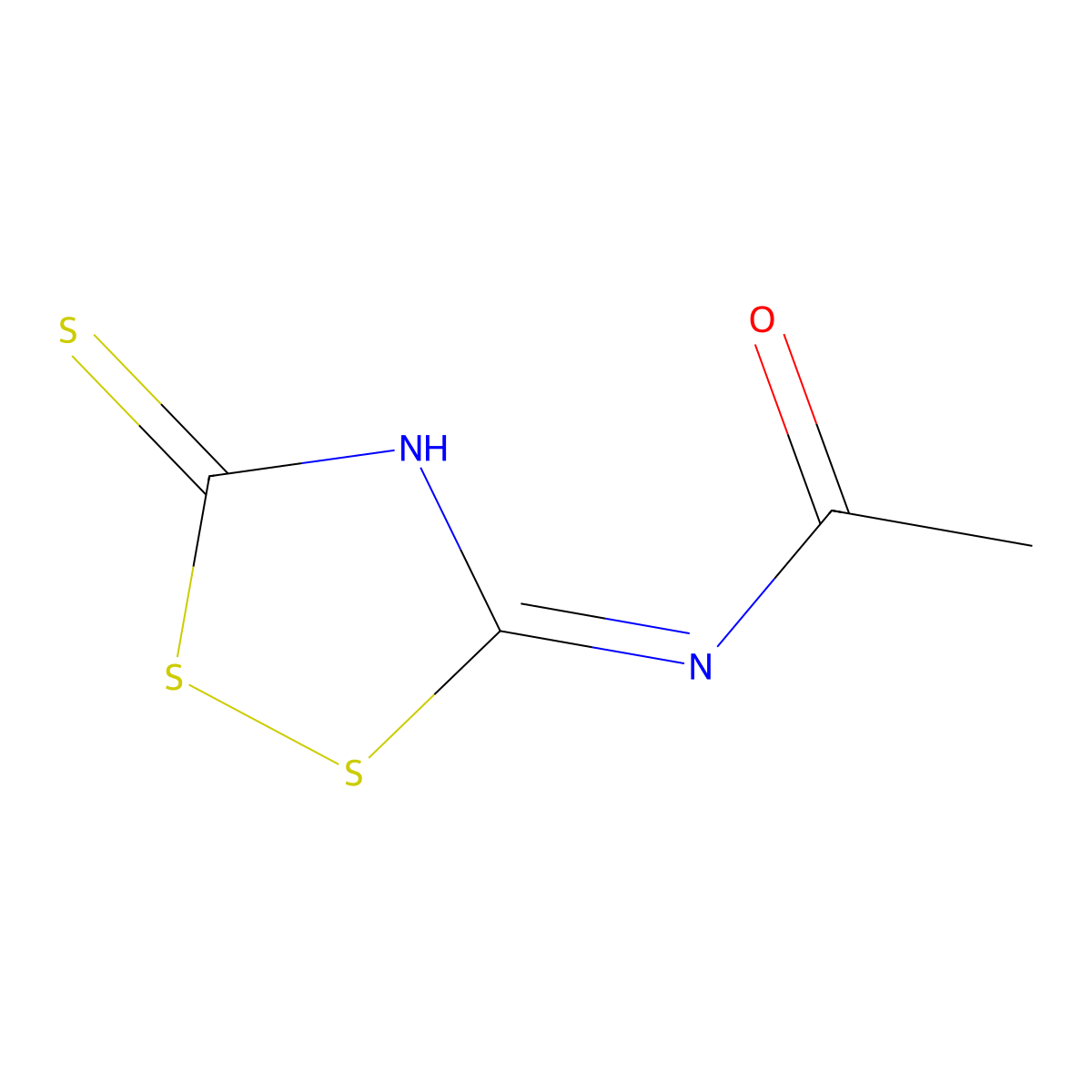 N-(5-sulfanyl-3H-1,2,4-dithiazol-3-ylidene)acetamide molecular structure, CAS 23405-40-5