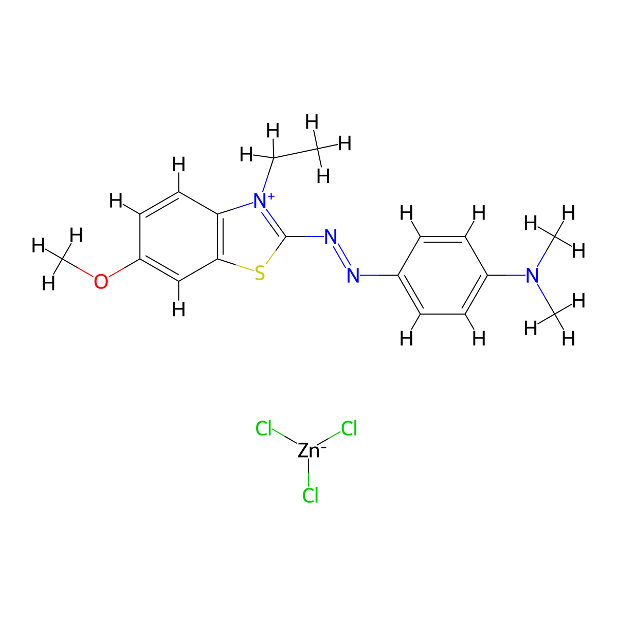 Benzothiazolium, 2-(2-(4-(dimethylamino)phenyl)diazenyl)-3-ethyl-6-methoxy-, trichlorozincate(1-) (1:1) molecular structure, CAS 23408-72-2