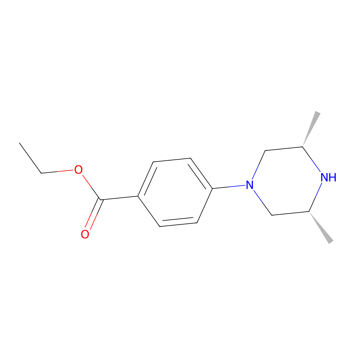 Ethyl 4-((3S,5R)-3,5-dimethylpiperazin-1-yl)benzoate molecular structure, CAS 234082-05-4