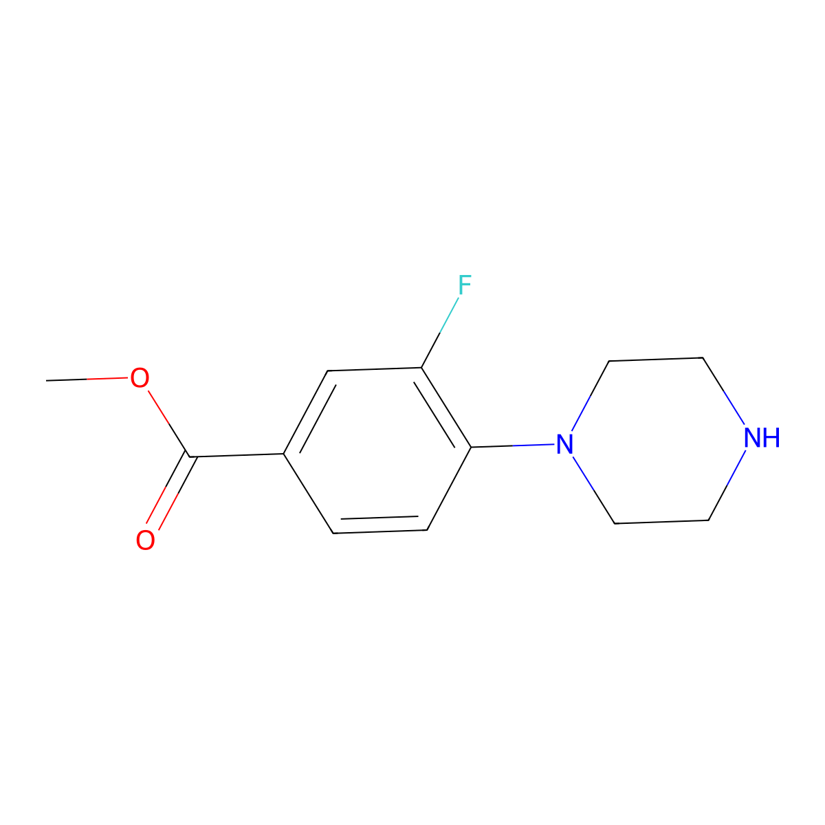 Methyl 3-fluoro-4-(piperazin-1-yl)benzoate molecular structure, CAS 234082-10-1