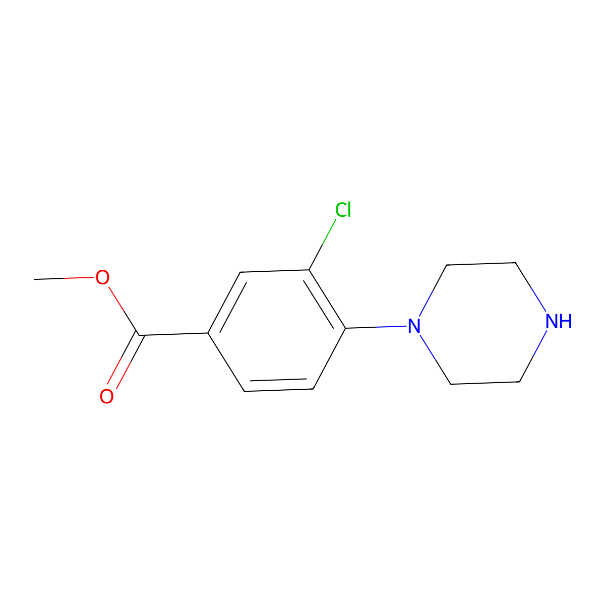 Methyl 3-Chloro-4-piperazinobenzoate molecular structure, CAS 234082-16-7