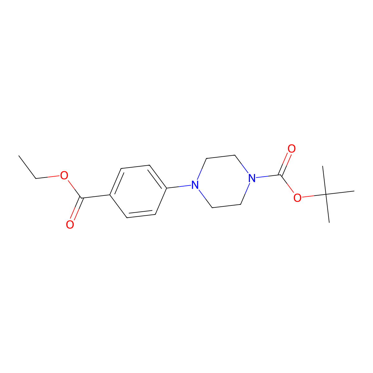 tert-Butyl 4-(4-(ethoxycarbonyl)phenyl)piperazine-1-carboxylate molecular structure, CAS 234082-33-8