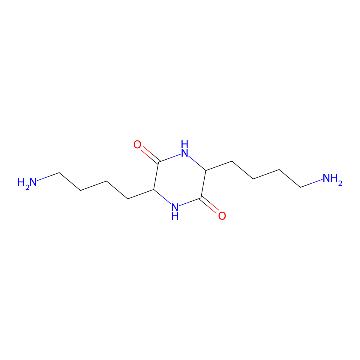 (3S,6S)-3,6-bis(4-aminobutyl)piperazine-2,5-dione molecular structure, CAS 23409-32-7