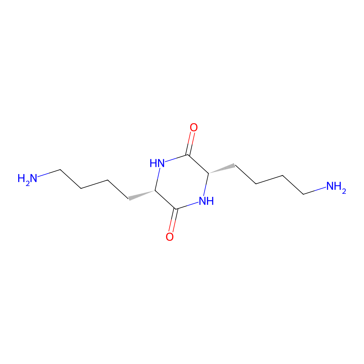 (3S,6S)-3,6-bis(4-aminobutyl)piperazine-2,5-dione molecular structure, CAS 23409-32-7
