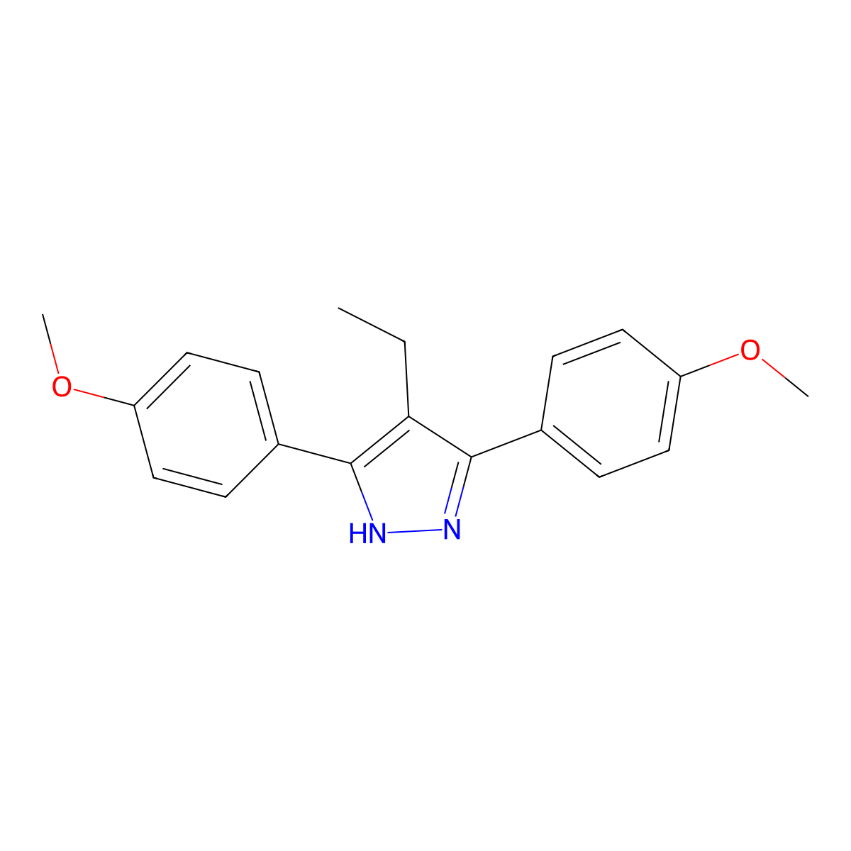 4-ethyl-3,5-bis(4-methoxyphenyl)-1H-pyrazole molecular structure, CAS 234093-23-3