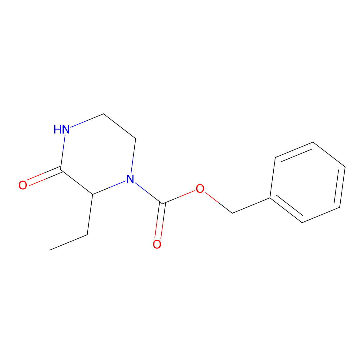 Benzyl 2-ethyl-3-oxopiperazine-1-carboxylate molecular structure, CAS 234098-59-0