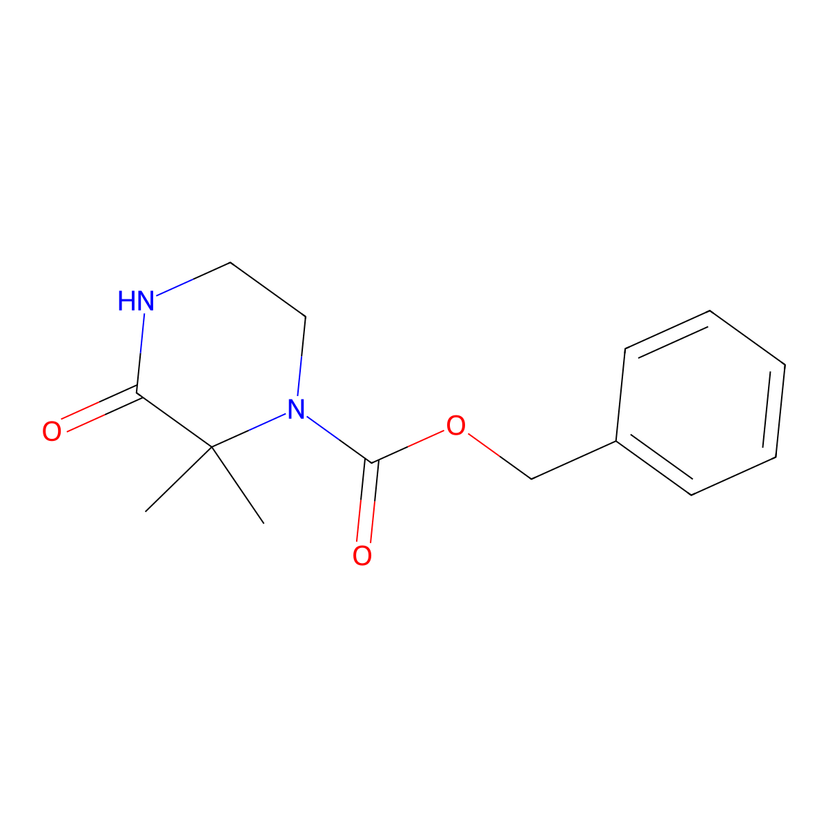 Benzyl 2,2-dimethyl-3-oxopiperazine-1-carboxylate molecular structure, CAS 234098-64-7