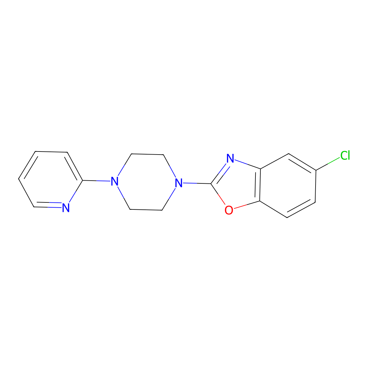 5-Chloro-2-[4-(pyridin-2-yl)piperazin-1-yl]-1,3-benzoxazole molecular structure, CAS 2340988-46-5