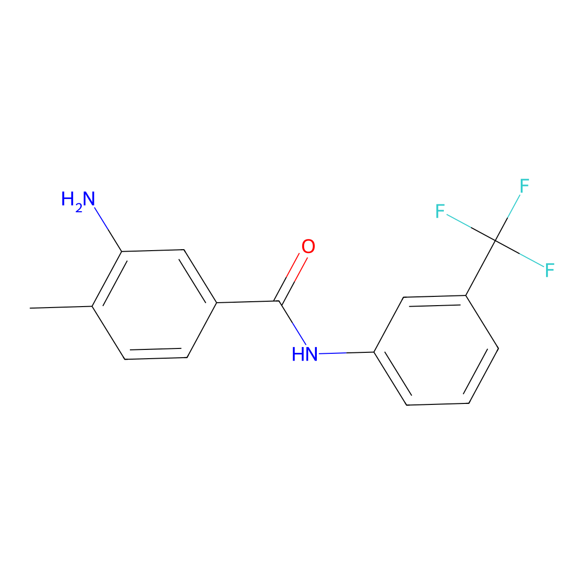 3-amino-4-methyl-N-(3-(trifluoromethyl)phenyl)benzamide molecular structure, CAS 23410-19-7