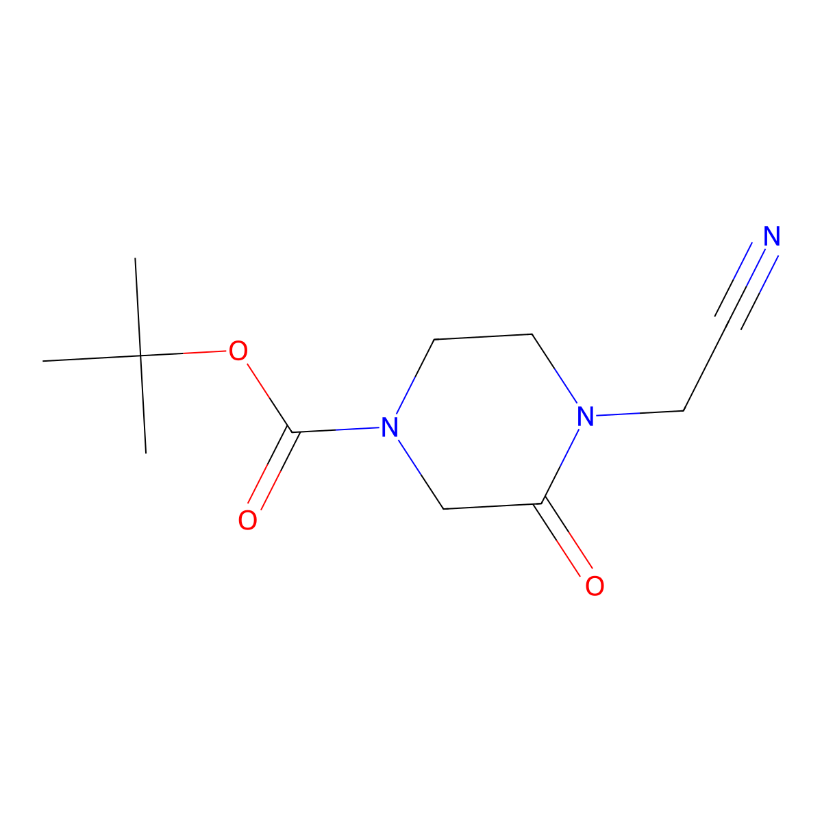 Tert-butyl 4-(cyanomethyl)-3-oxopiperazine-1-carboxylate molecular structure, CAS 234108-59-9
