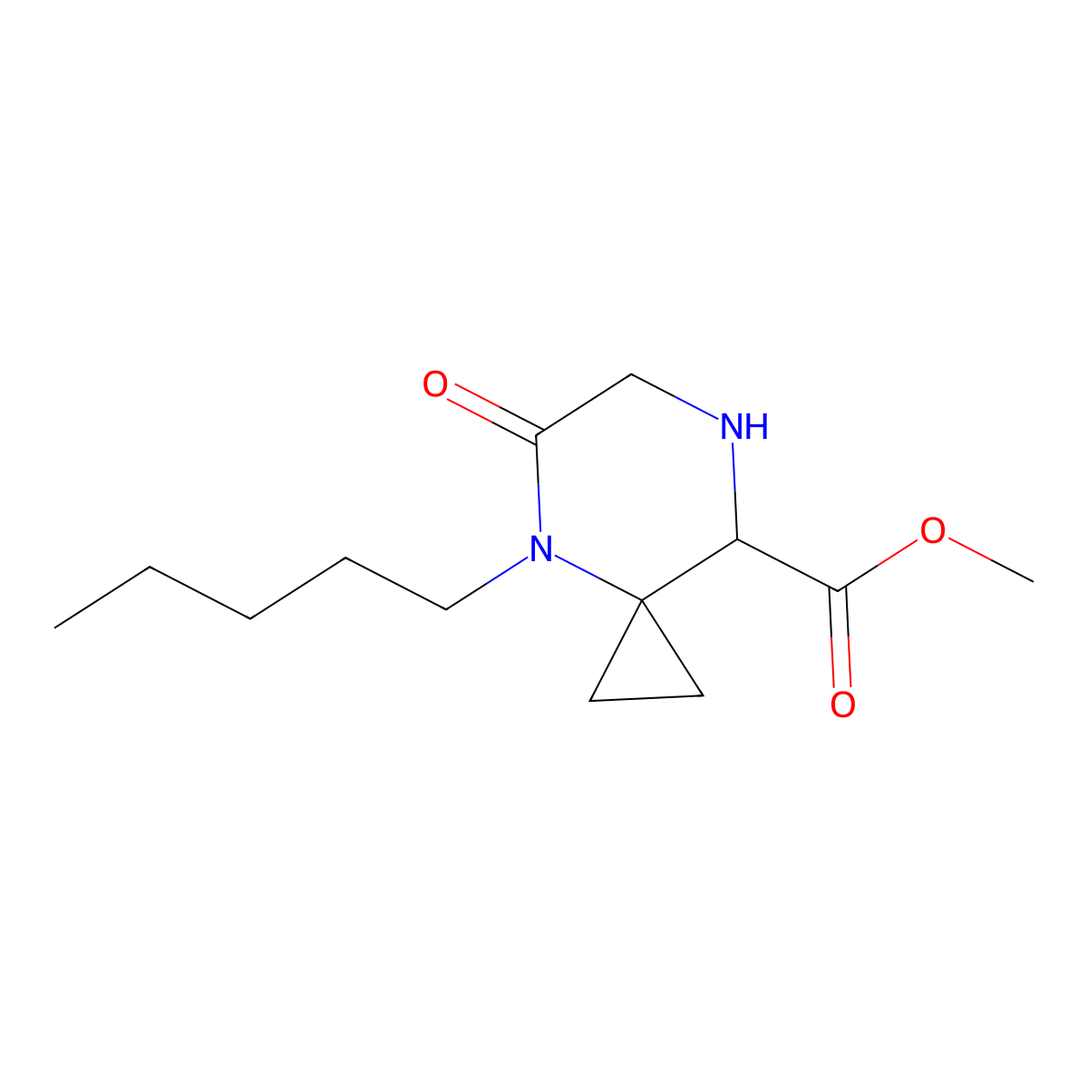 Methyl 5-oxo-4-pentyl-4,7-diazaspiro[2.5]octane-8-carboxylate molecular structure, CAS 234124-30-2