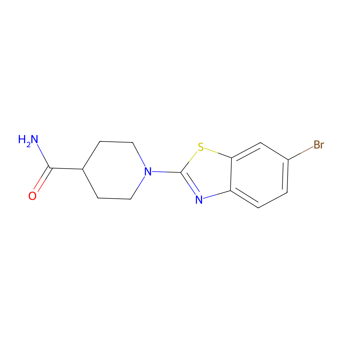 1-(6-Bromo-1,3-benzothiazol-2-yl)piperidine-4-carboxamide molecular structure, CAS 2341249-94-1