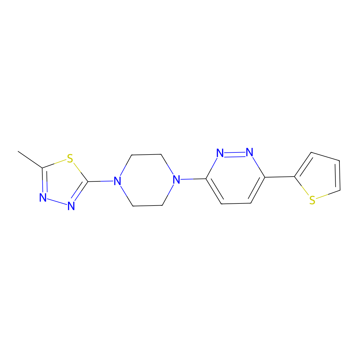 3-[4-(5-Methyl-1,3,4-thiadiazol-2-yl)piperazin-1-yl]-6-(thiophen-2-yl)pyridazine molecular structure, CAS 2341519-51-3