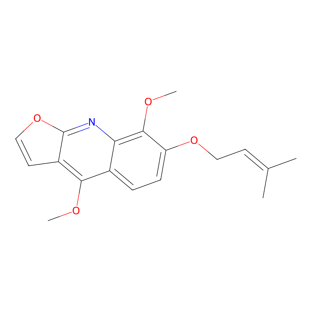7-Isopentenyloxy-gamma-fagarine molecular structure, CAS 23417-92-7