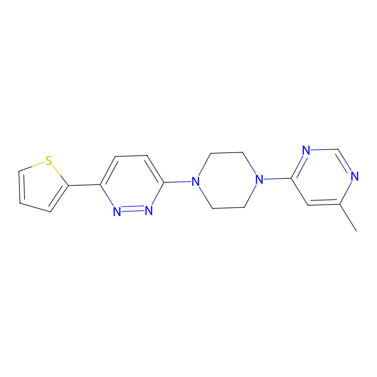 3-[4-(6-Methylpyrimidin-4-yl)piperazin-1-yl]-6-(thiophen-2-yl)pyridazine molecular structure, CAS 2341769-47-7
