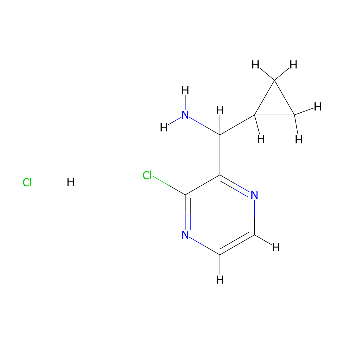 1-(3-Chloropyrazin-2-yl)-1-cyclopropylmethanamine hydrochloride molecular structure, CAS 2341832-37-7