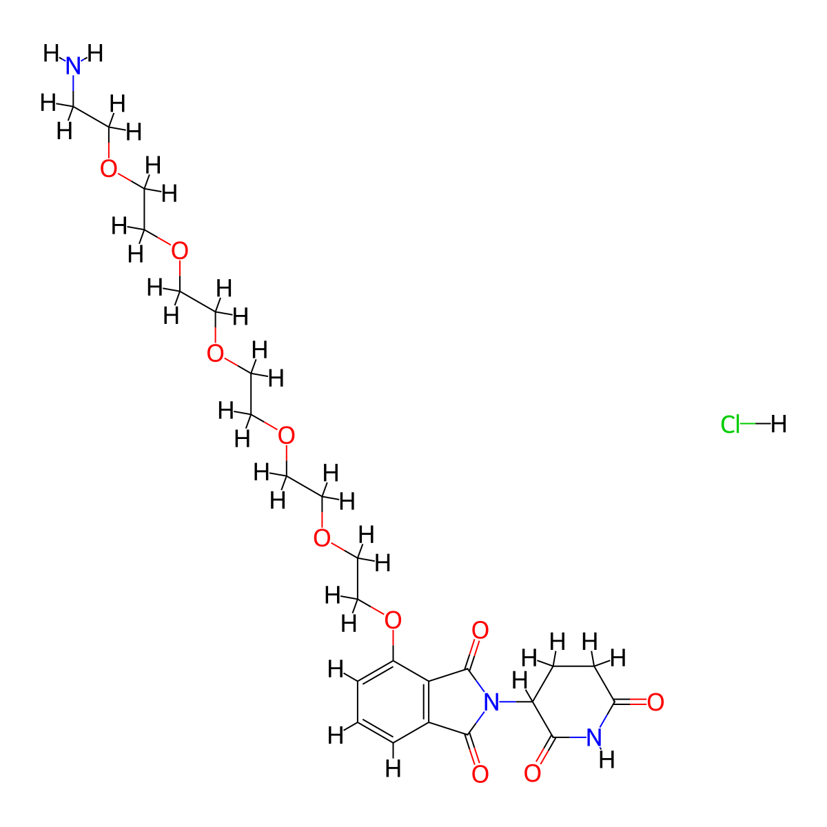 Pomalidomide-PEG6-NH2 hydrochloride molecular structure, CAS 2341841-01-6