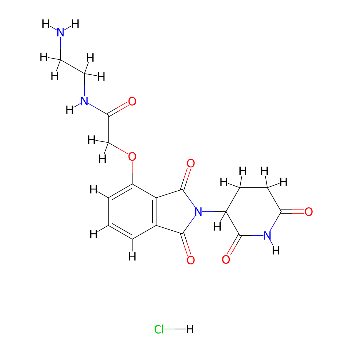 N-(2-aminoethyl)-2-{[2-(2,6-dioxopiperidin-3-yl)-1,3-dioxo-2,3-dihydro-1H-isoindol-4-yl]oxy}acetamide hydrochloride molecular structure, CAS 2341841-02-7