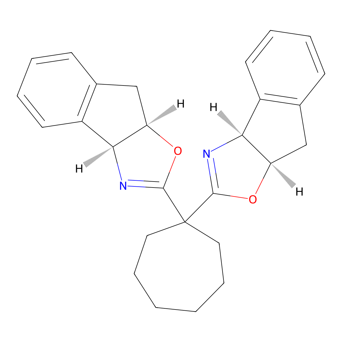 (3aS,3'aS,8aR,8'aR)-2,2'-Cyclohexylidenebis[3a,8a-dihydro-dihydro-8H-indeno[1,2-d]oxazole molecular structure, CAS 2341858-19-1