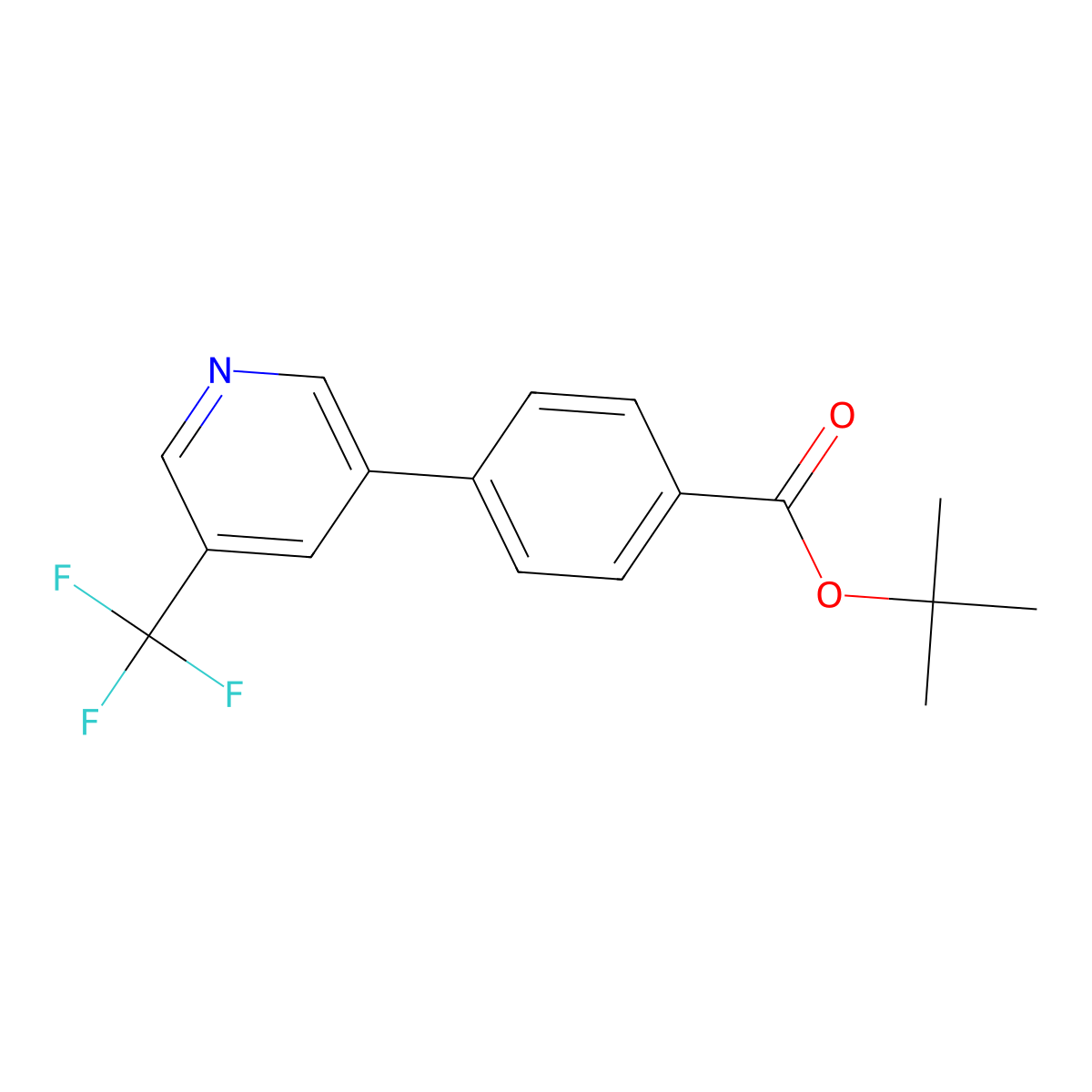 Tert-butyl 4-[5-(trifluoromethyl)pyridin-3-yl]benzoate molecular structure, CAS 2341943-68-6