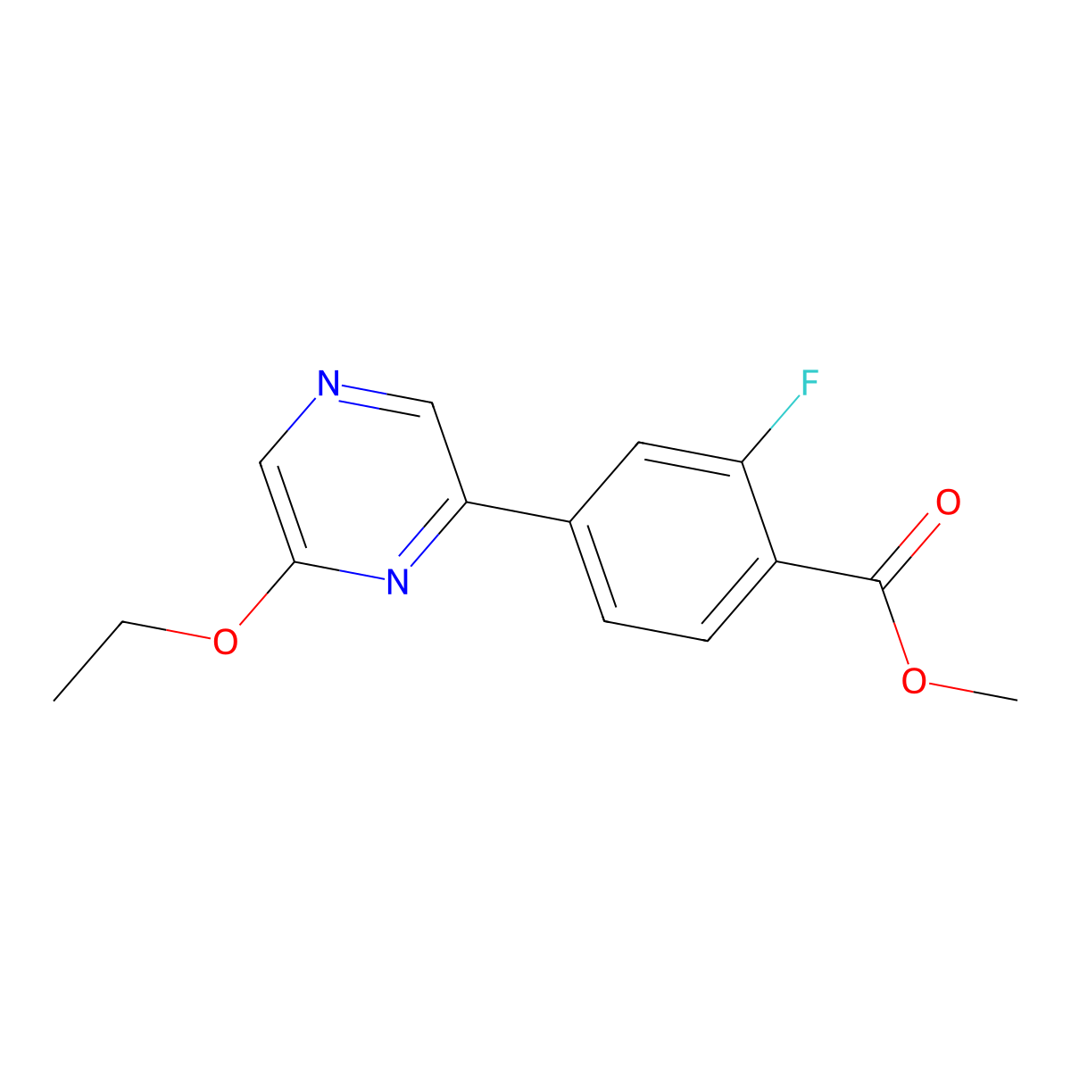Methyl 4-(6-ethoxypyrazin-2-yl)-2-fluorobenzoate molecular structure, CAS 2341943-78-8