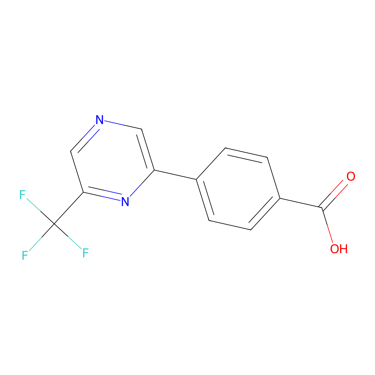 4-[6-(Trifluoromethyl)-2-pyrazinyl]benzoic acid molecular structure, CAS 2341943-87-9